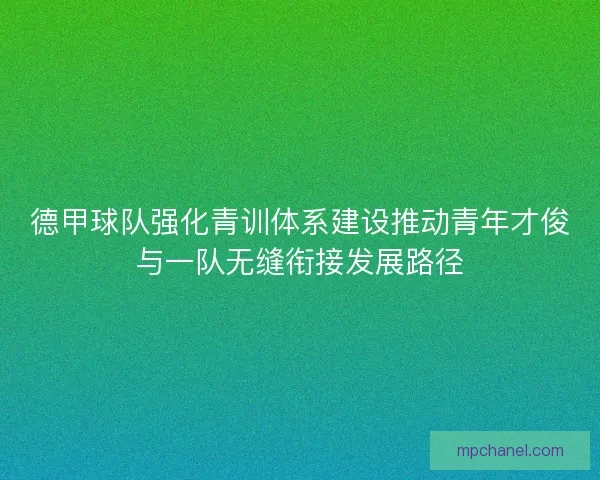 德甲球队强化青训体系建设推动青年才俊与一队无缝衔接发展路径