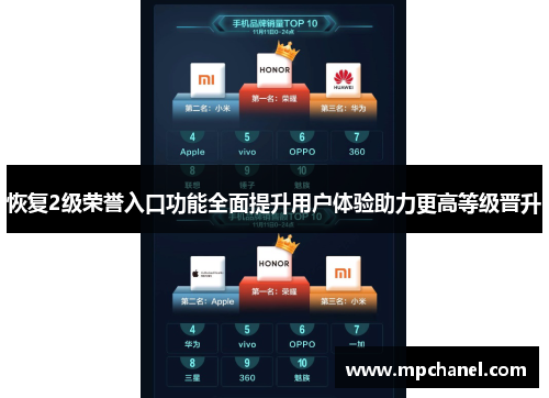 恢复2级荣誉入口功能全面提升用户体验助力更高等级晋升
